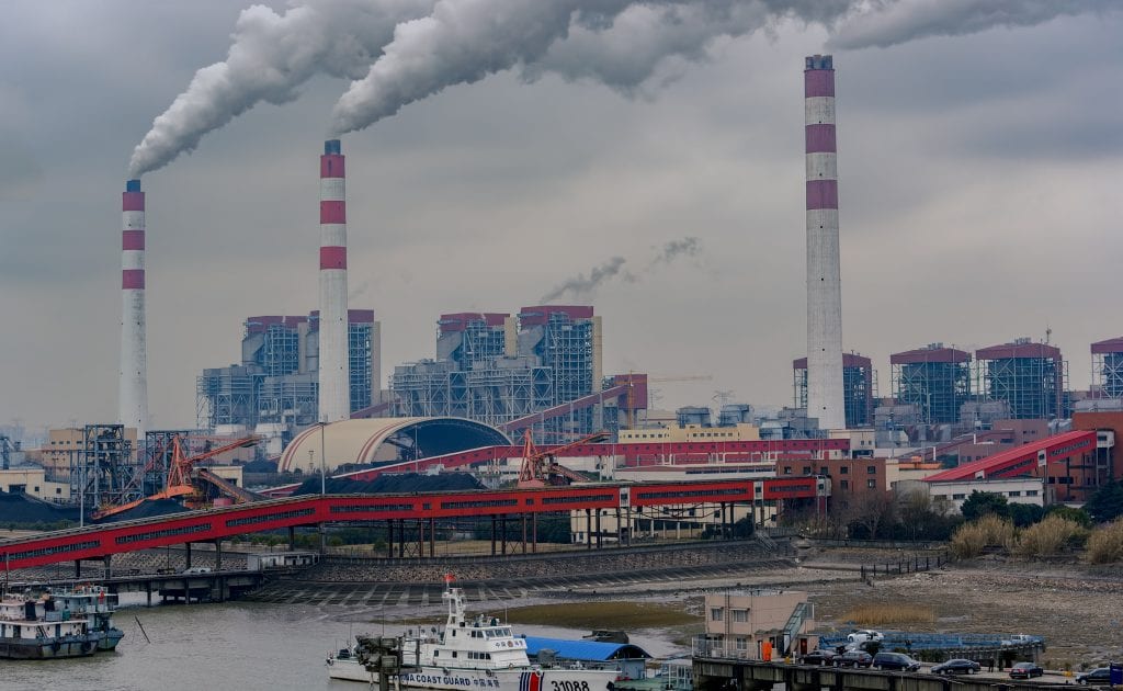 The pier next to China's Biggest coal-fired power plant in Shanghai.
