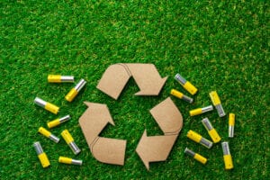 Recycling of used alkaline batteries ecological and environmental concept