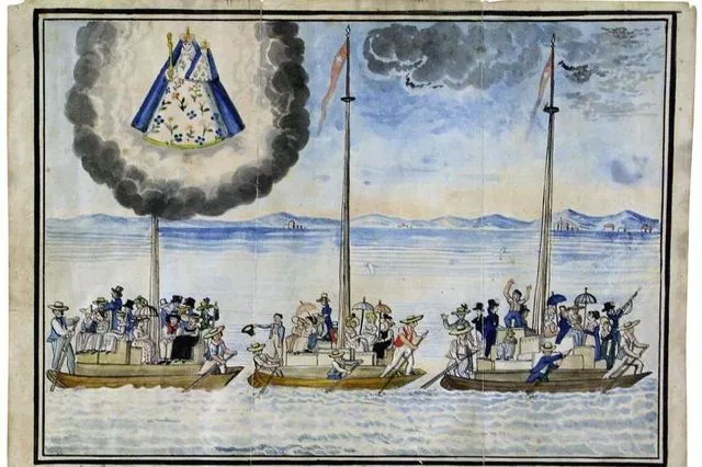 Votive painting from 1819 depicting emigrants from Fribourg on Lake Neuchâtel on their way to Brazil via Holland as part of the 1816–17 migrations