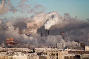 Heavy pollution in a city