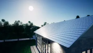 Solar panels on a house roof