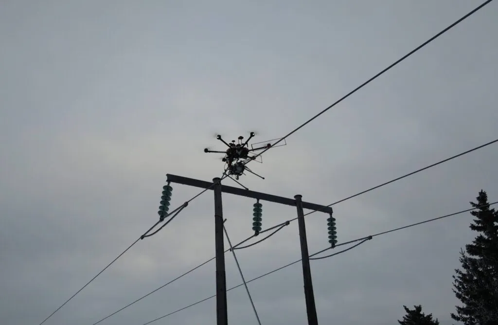 Drone installing the 