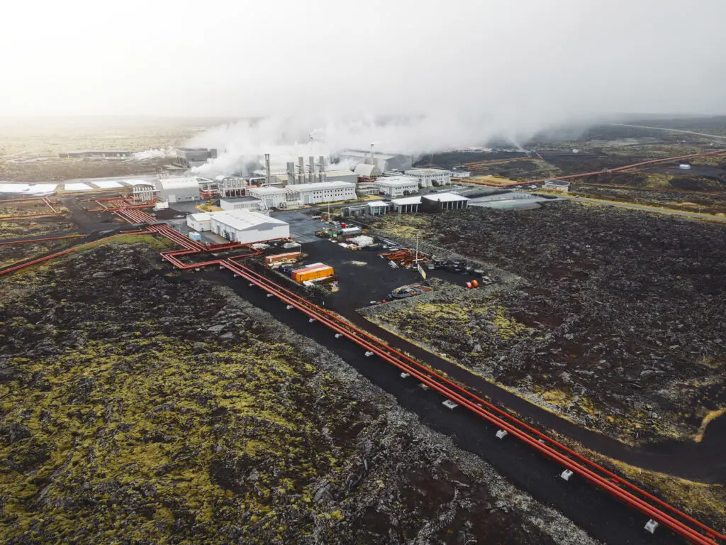 Geothermal Power Plant, hot water power station in Iceland.
