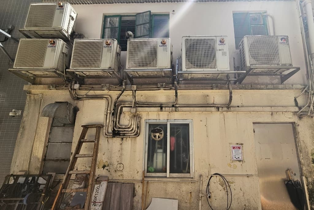 Air conditioning units in Hong Kong's New Territories.