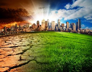 A city showing the effect of Climate Change