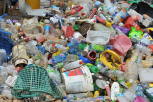 Plastic waste in a landfill